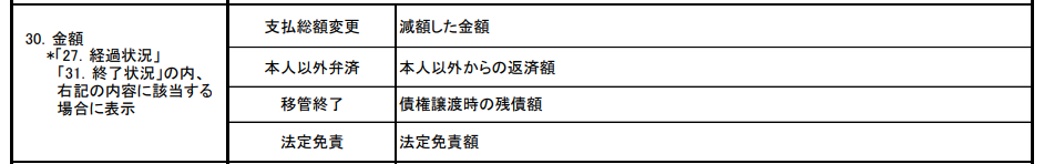 信用情報開示報告書の金額の画像